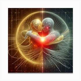 Two People Hugging In Space Canvas Print