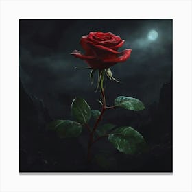 Red Rose In The Dark Canvas Print