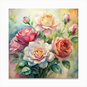 Watercolor Roses 7 Canvas Print