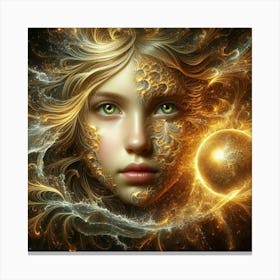 Golden Face Of A Girl Canvas Print