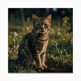 Cat In The Grass Canvas Print