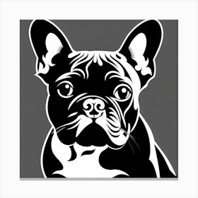 French Bulldog, Black and white illustration, Dog drawing, Dog art, Animal illustration, Pet portrait, Realistic dog art Canvas Print