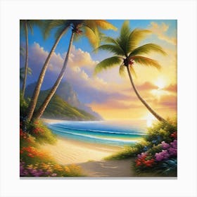 Sunset At The Beach 70 Canvas Print