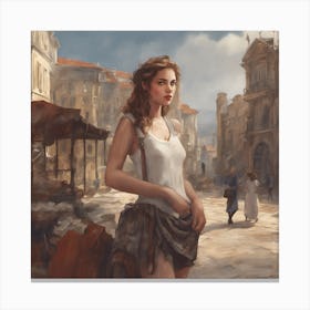 Woman In A City Canvas Print