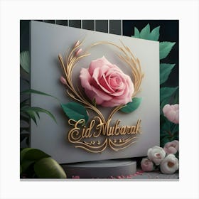 Eid Mubarak card with flower Canvas Print