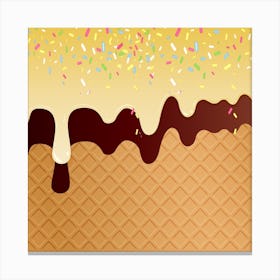 Ice Cream Waffle Vector 1 Canvas Print