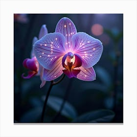 A Dreamy Orchid With Petals Of Glowing, Ethereal Patterns In A Mystical, Twilight Garden Canvas Print