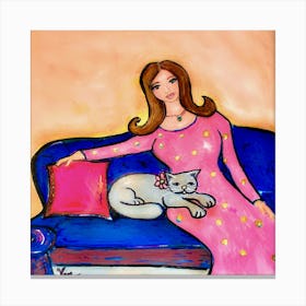 Barbie And Cat Canvas Print