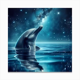 Dolphin looking up at Stars Canvas Print