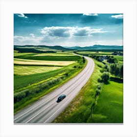 Nature Transportation City Summer Highway Expressway Grass Hill Traffic Country Up High G (4) Canvas Print