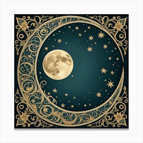 Moon And Stars 5 Canvas Print