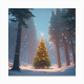 Christmas Tree In The Forest 122 Canvas Print