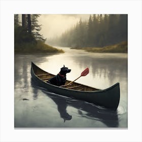 Black Dog Canoe Ride 2 Canvas Print