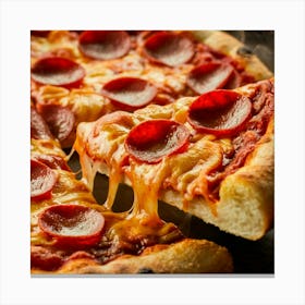 Pizza With Pepperoni Canvas Print