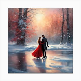 Romantic Skaters Canvas Print