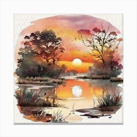 Sunset By The Lake Canvas Print