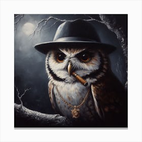 Owl Smoking A Cigarette 3 Canvas Print