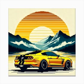 Ford Mustang Pixel Art Canvas Print