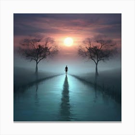 Person Walking On Water Canvas Print