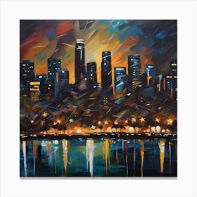 Cityscape At Night Canvas Print