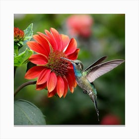 Hummingbird In A Blooming Garden 1 Canvas Print