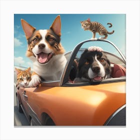 Pets In A Car Canvas Print