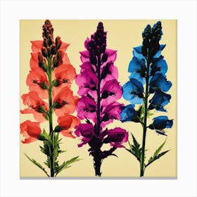 Andy Warhol Style Pop Art Flowers Aconitum 4 Square Canvas Print