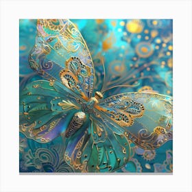 Butterfly In Blue And Gold 3 Canvas Print