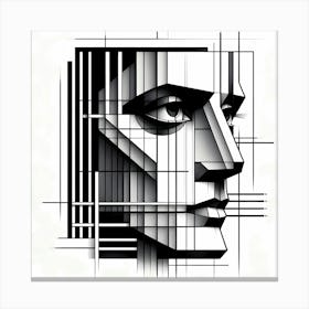 Head - Abstract Line Art Illustration 294 Canvas Print