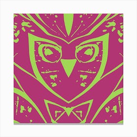 Abstract Owl Pink And Lime Green Canvas Print