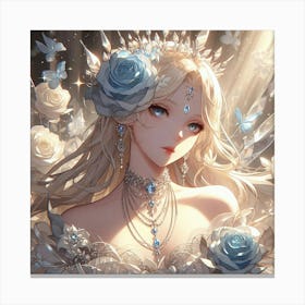 Anime Girl With Flowers 1 Canvas Print