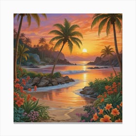 Sunset At The Beach 20 Canvas Print