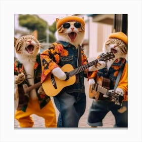 Cats Playing Guitar 2 Canvas Print