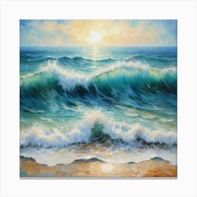 Impressionist Waves Mediterranean Whispers Art Print 2 Canvas Print