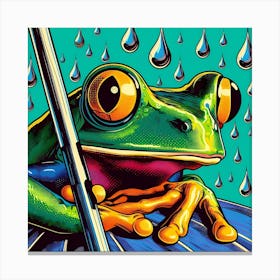 Frog In The Rain Canvas Print