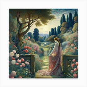 Woman In A Garden 4 Canvas Print