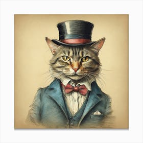 Cat In Top Hat 8 Canvas Print