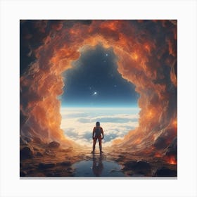 Space Man Standing In A Cave Canvas Print