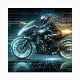 Futuristic Motorcycle Rider 1 Canvas Print