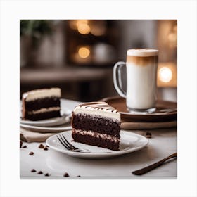 Chocolate Cake With Coffee Canvas Print