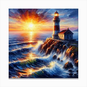 Lighthouse At Sunset Canvas Print