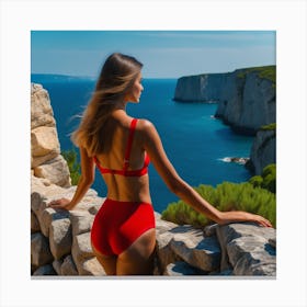 Woman In Red Bikini Canvas Print