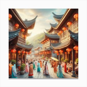 Chinese Women In Traditional Dress 1 Canvas Print