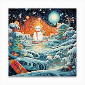 Snowman In The Snow 1 Canvas Print