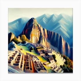 Machu Picchu Worldwonder in Chile - Painting Canvas Print