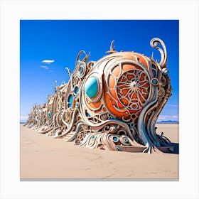 Steampunk airship crashed in the desert. Canvas Print
