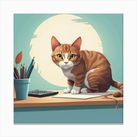 Graphic Design Sneaky Cat Art 2 Canvas Print