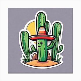 Mexico Cactus With Mexican Hat Sticker 2d Cute Fantasy Dreamy Vector Illustration 2d Flat Cen (27) Canvas Print
