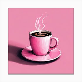 Coffee Cup On Pink Background Canvas Print