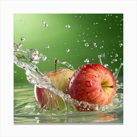 Apples Splashing Water Canvas Print